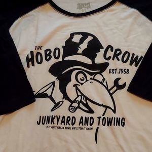 Lucky 13 "Hobo Crow" raglan, XL, Black & white